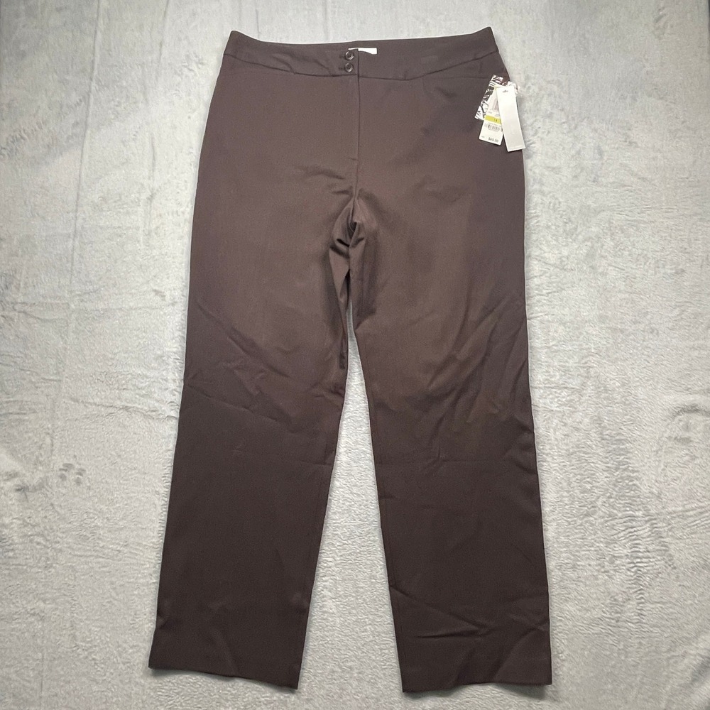 Charter Club Dress Pants Women 14 Cocoa Allison Fit Straight Leg Trousers NEW